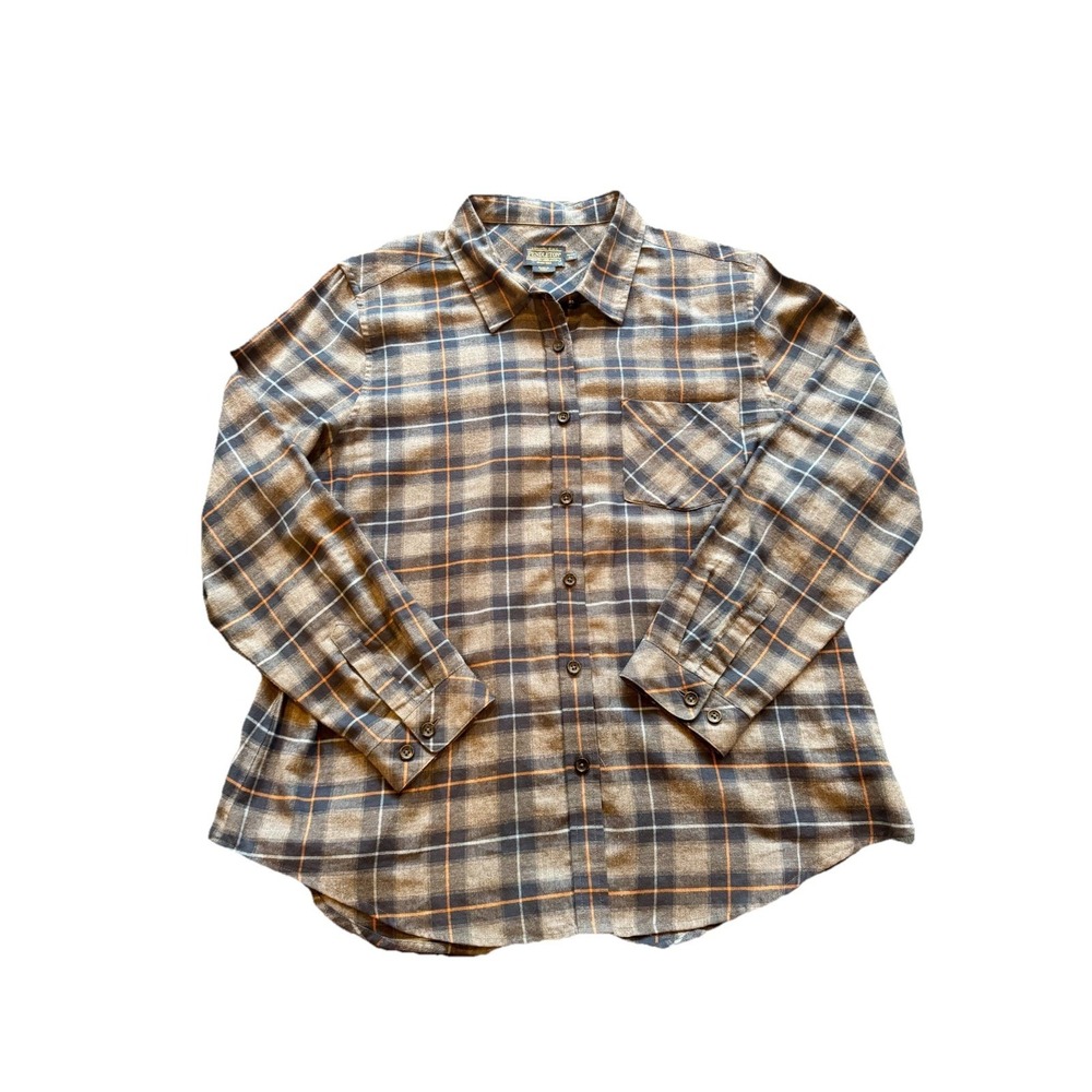 Pendleton Women's Petite XL Plaid Flannel Shirt Blue Brown Button Front